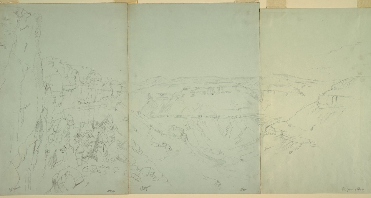 素描《エル・イエマンの風景》1868年 作： フレデリックエドウィン教会