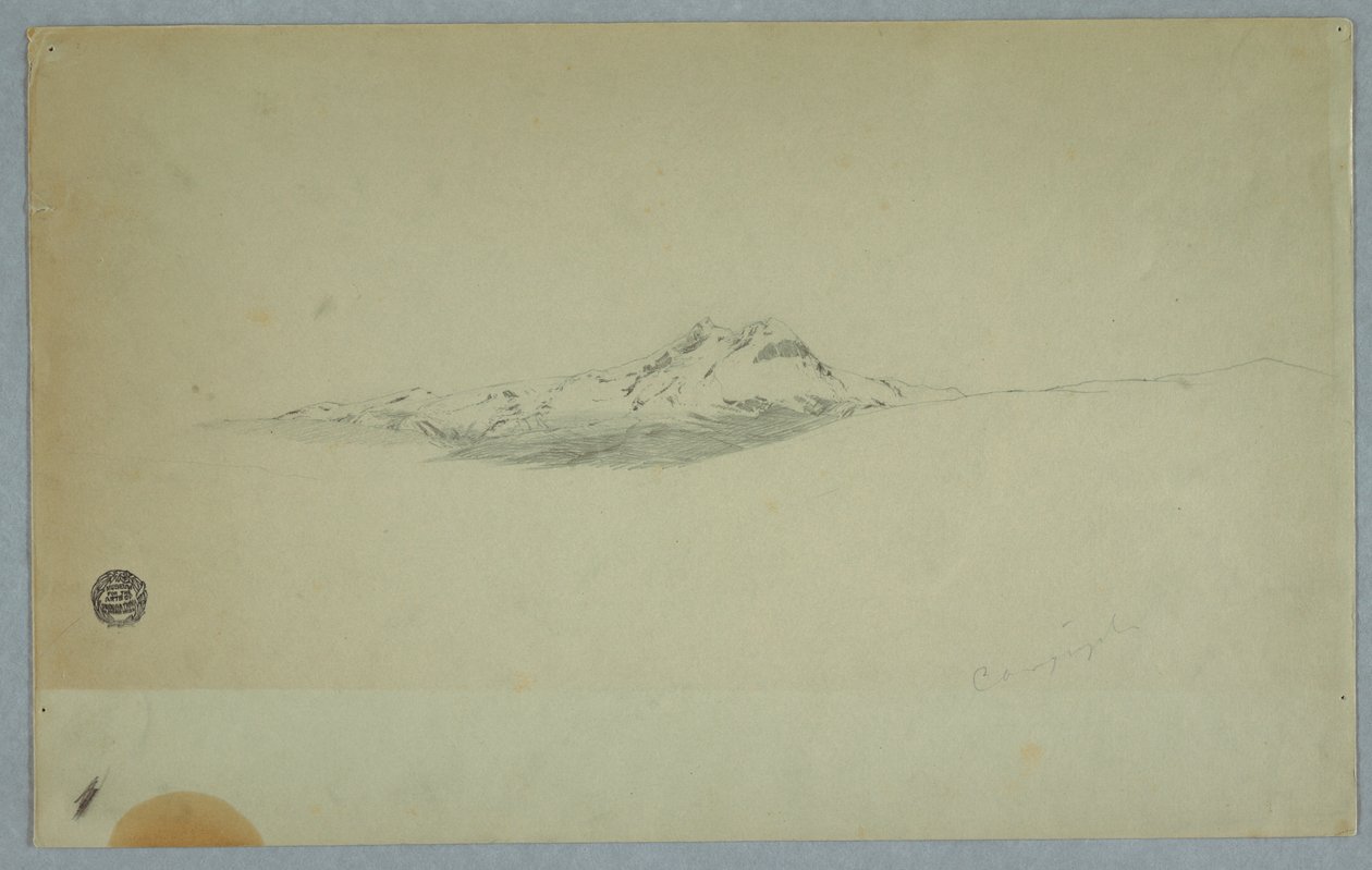 デッサン、雪の火山頂、1850-60年 作： フレデリックエドウィン教会
