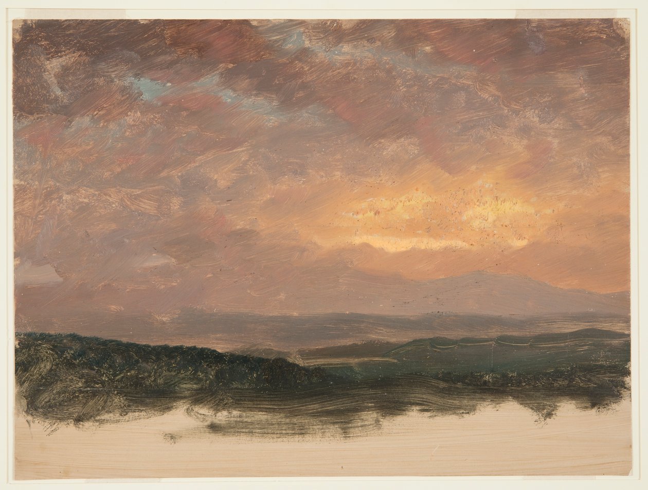 ドローイング、キャッツキルに沈む夕日、1870–80 作： フレデリックエドウィン教会