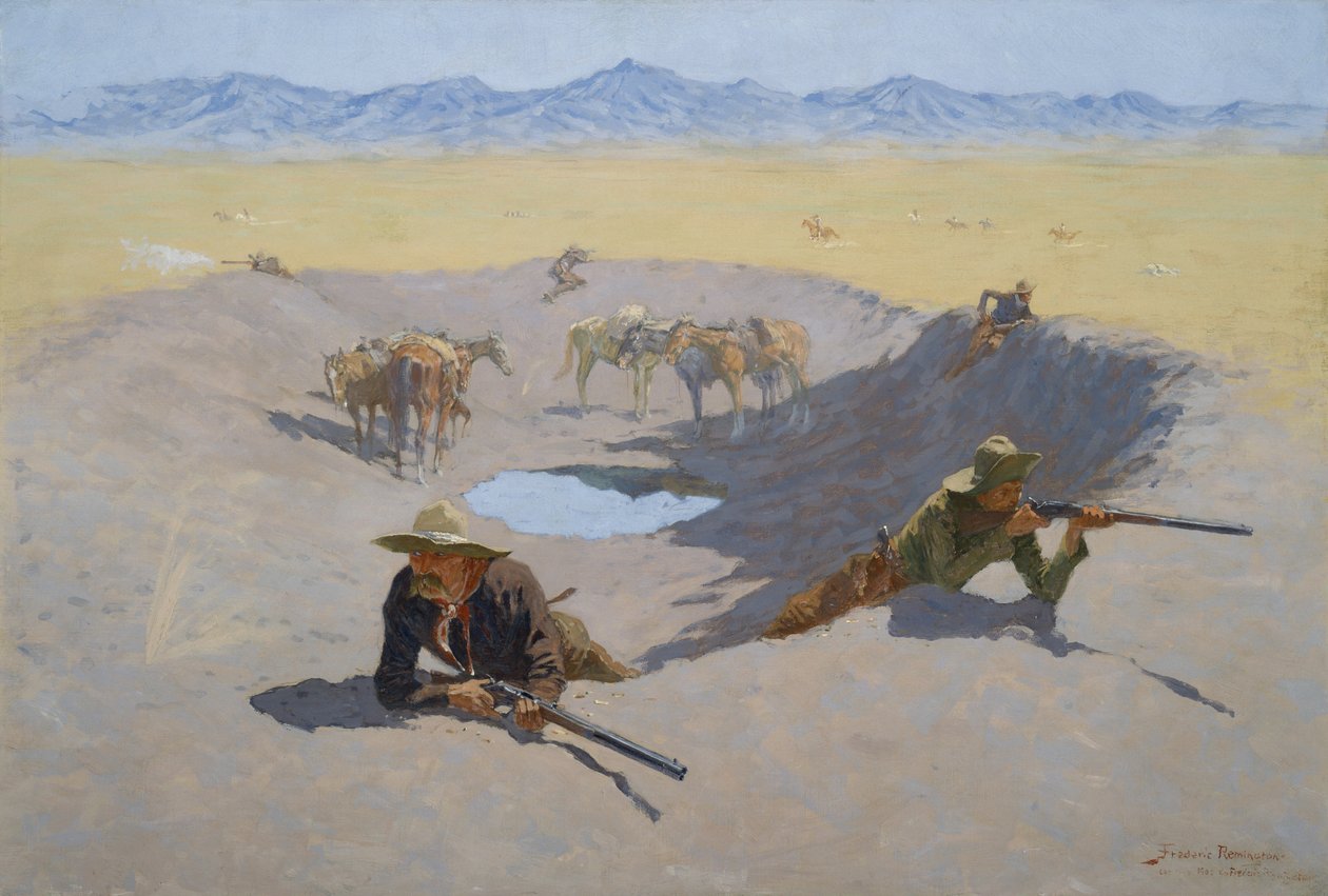 滝壺の戦い、1903 作： フレデリック・レミントン