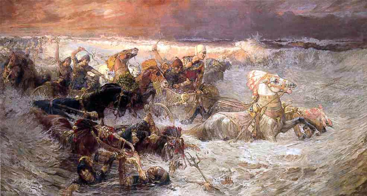 1900年の紅海でのファラオと彼の軍の溺死 作： フレデリックアーサーブリッジマン