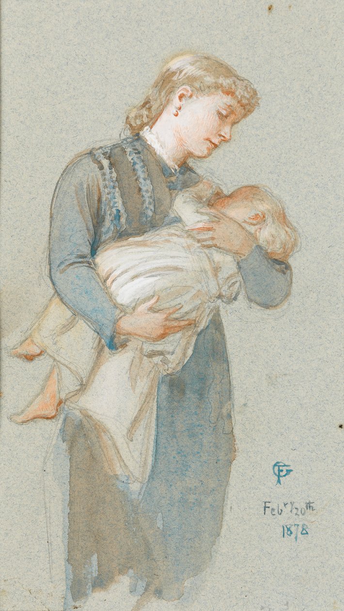 フレデリカと彼女の母親、1878年（紙にトイレ） 作： フレデリック・グドール