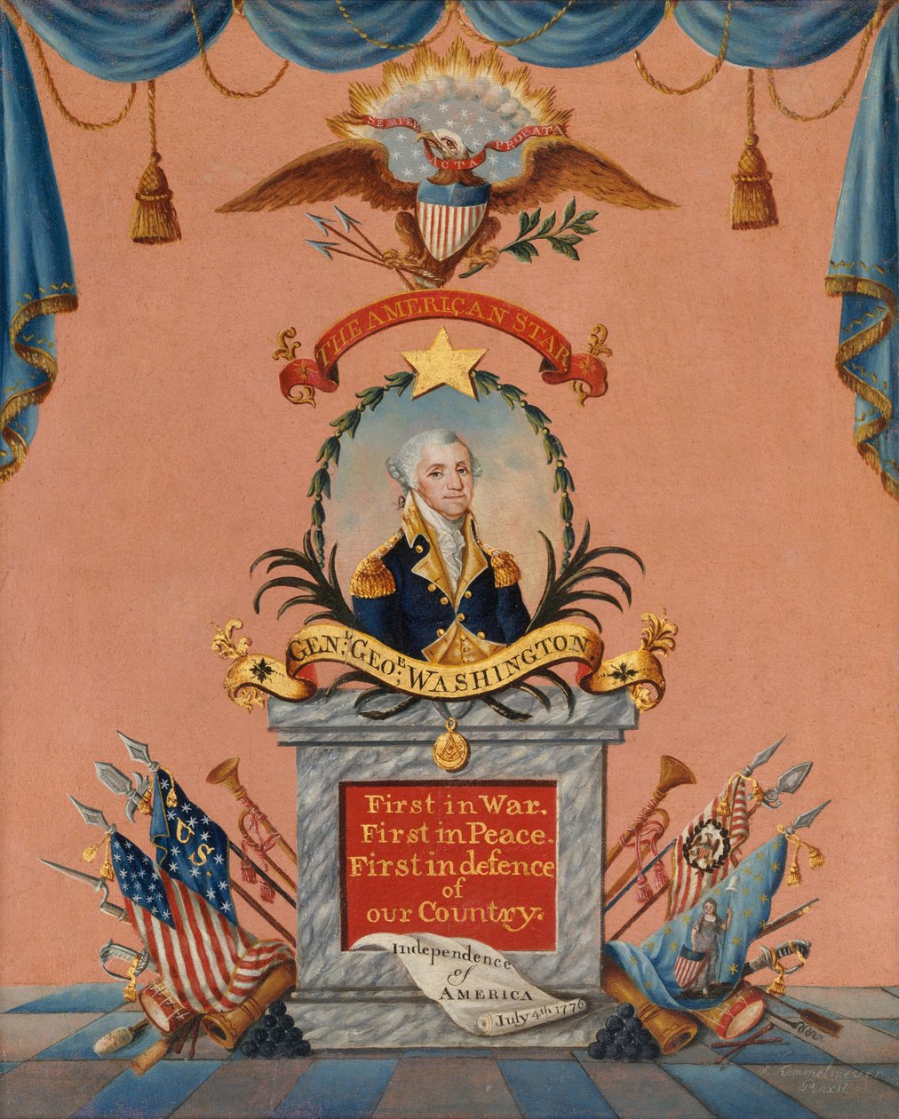 アメリカンスター（ジョージワシントン）、1803年頃（紙に油と金箔） 作： フレデリック・ケンメルマイヤー