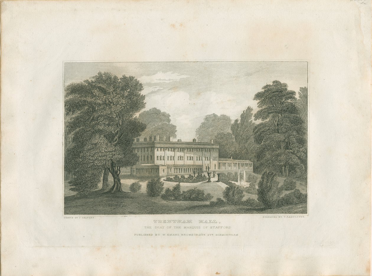 Trentham Hall: エングレーヴィング, nd [c 1830] (プリント) 作： フレデリック・カルバート