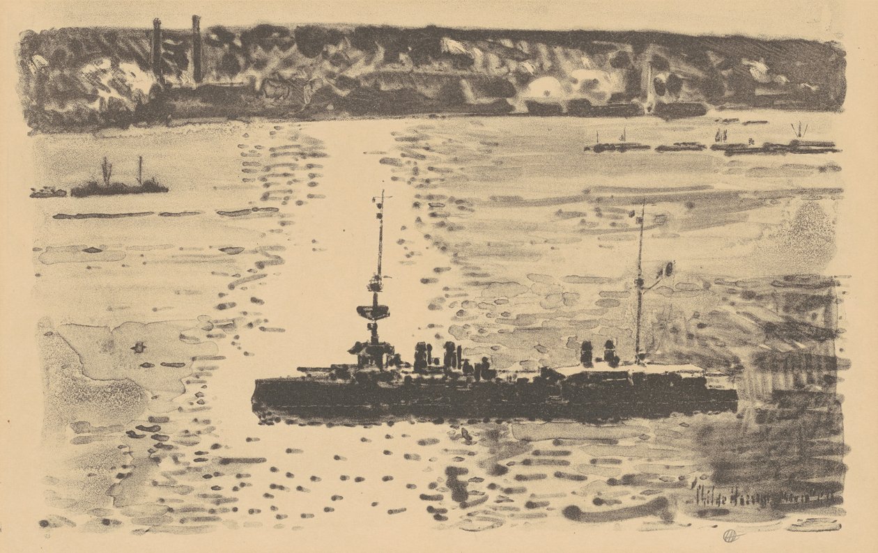 フランス巡洋艦、1918 年。 作： フレデリックチャイルドハッサム