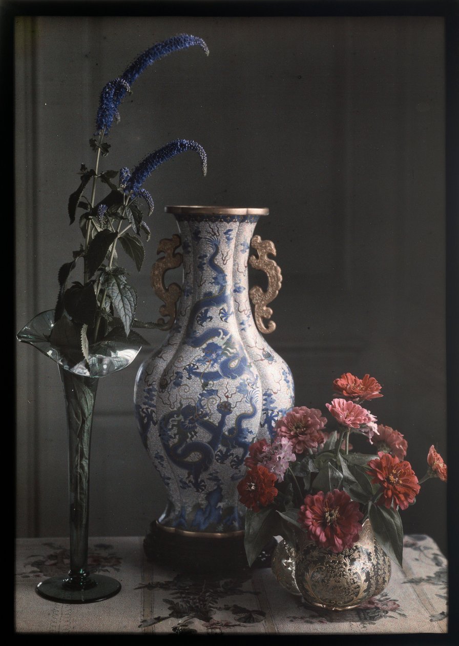 華麗な中国の花瓶のある静物 作： フレデリック・S・デレンボー