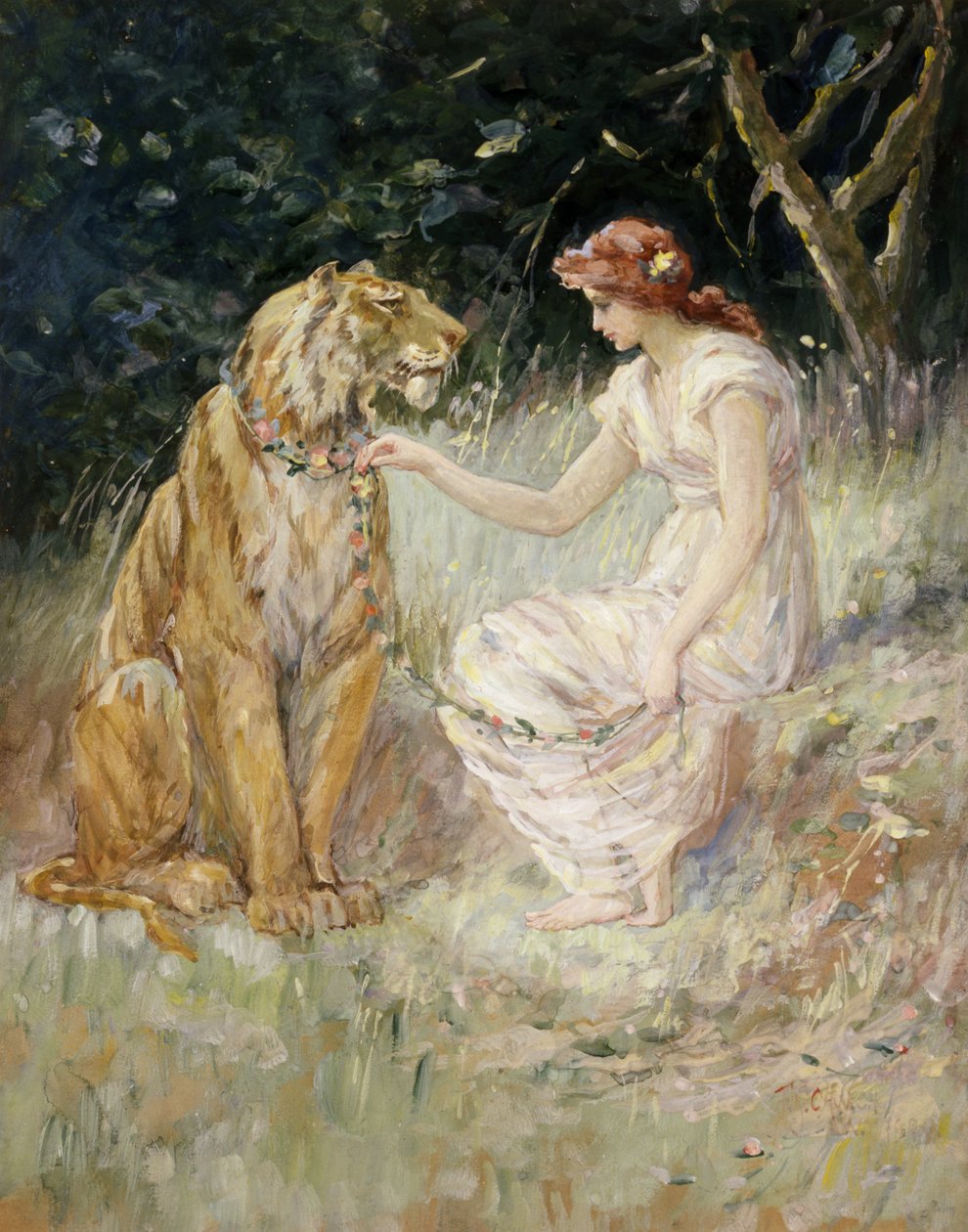 レディとトラ、1900年。 作： フレデリックスチュアート教会