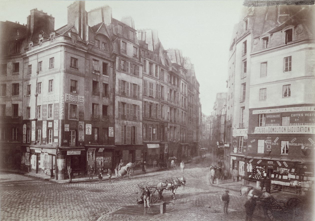 パリ、ガランデ通り、1888年（セピア写真） 作： フランスの写真家