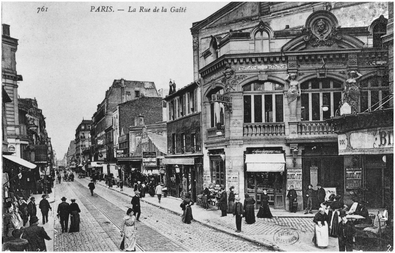 1914年以前のパリのガイト通りを描いたポストカード 作： フランスの写真家