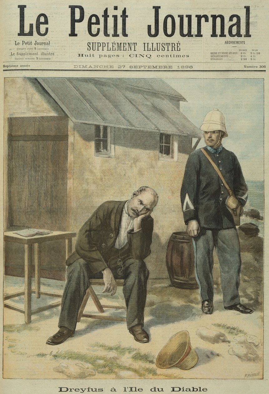 1896年9月27日、ルプティジャーナルよりデビルズアイランドのアルフレッドドレイファス（1859-1935） 作： フランス語学校