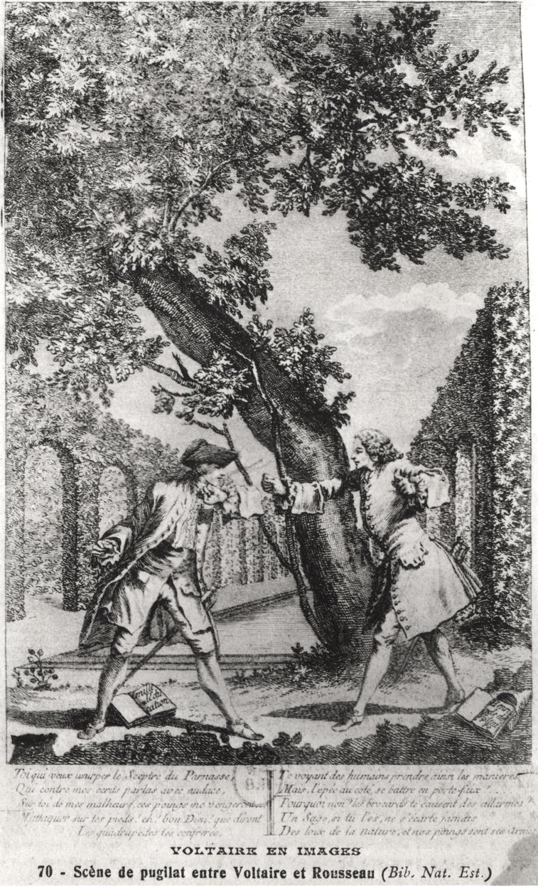 ジャン=ジャック・ルソー（1712-78）とヴォルテール（1694-1778）の間の議論 作： フランス語学校