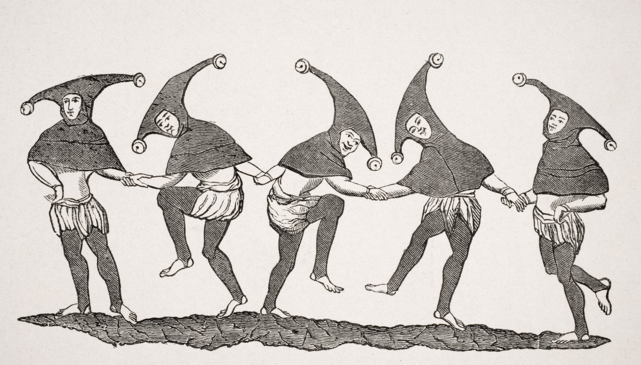 愚か者のダンス、13世紀の写本のミニチュアの複製、1847年に出版されたポールラクロワ（1806-84）による「ルモヤンエイジエラルネサンス」から 作： フランス語学校
