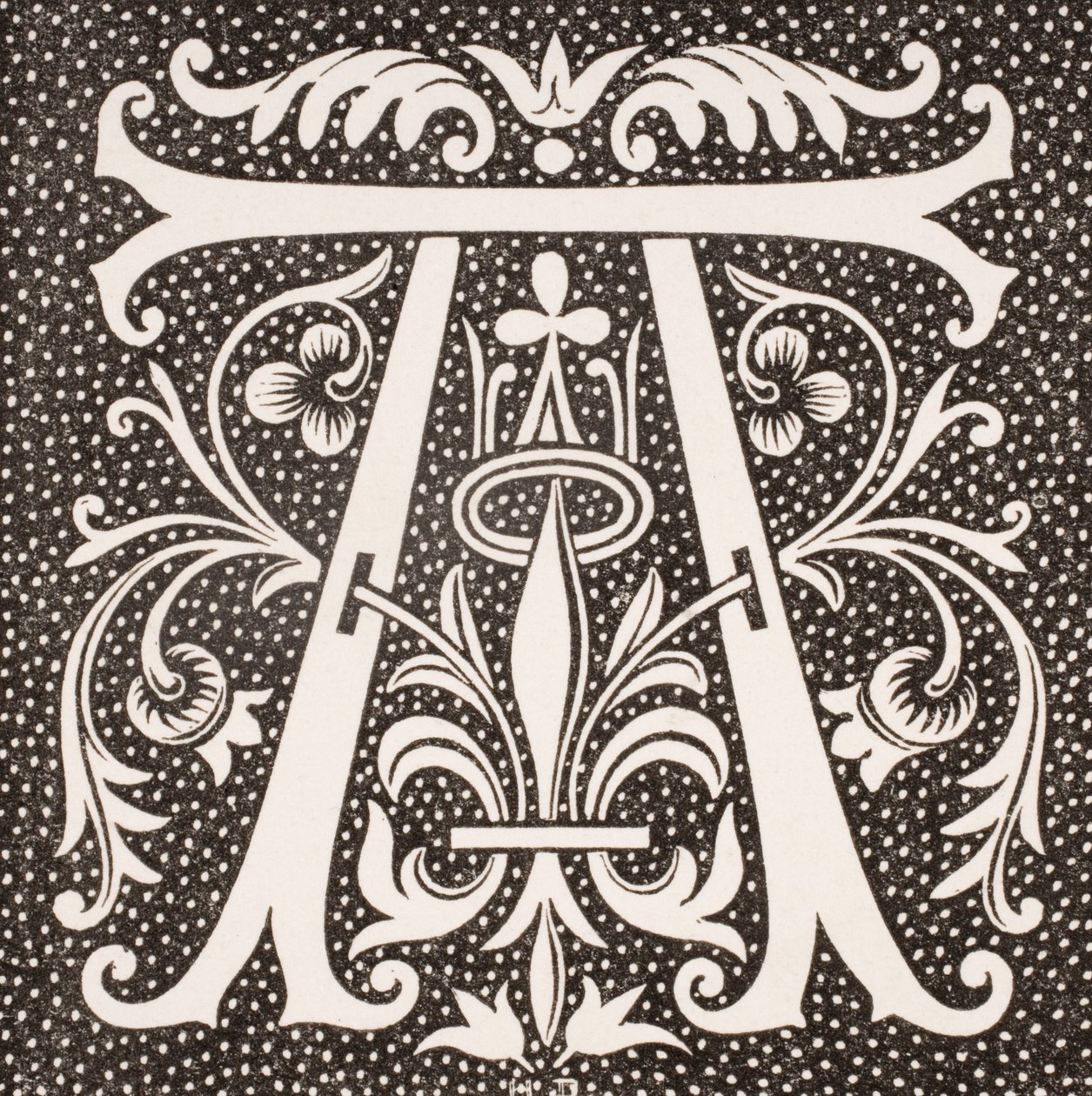 ポールラクロア（1806-84）による「ルモヤンエージエラルネッサンス」の装飾文字「A」、1847年発行 作： フランス語学校