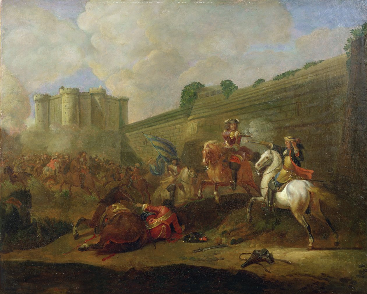 バスティーユの城壁のそばのフォブールサンアントワーヌでのフロンドのエピソード、1648年頃 作： フランス語学校