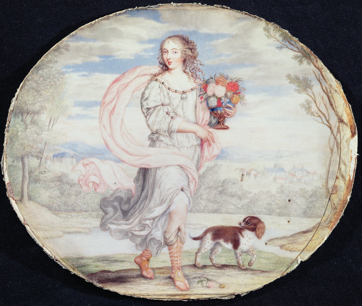 フランソワーズ・ルイ・ド・ラ・ボーム・ル・ブラン（1644-1710）マドモアゼル・ド・ラ・ヴァリエール（カードに貼られたベラムのガッシュ） 作： フランス語学校