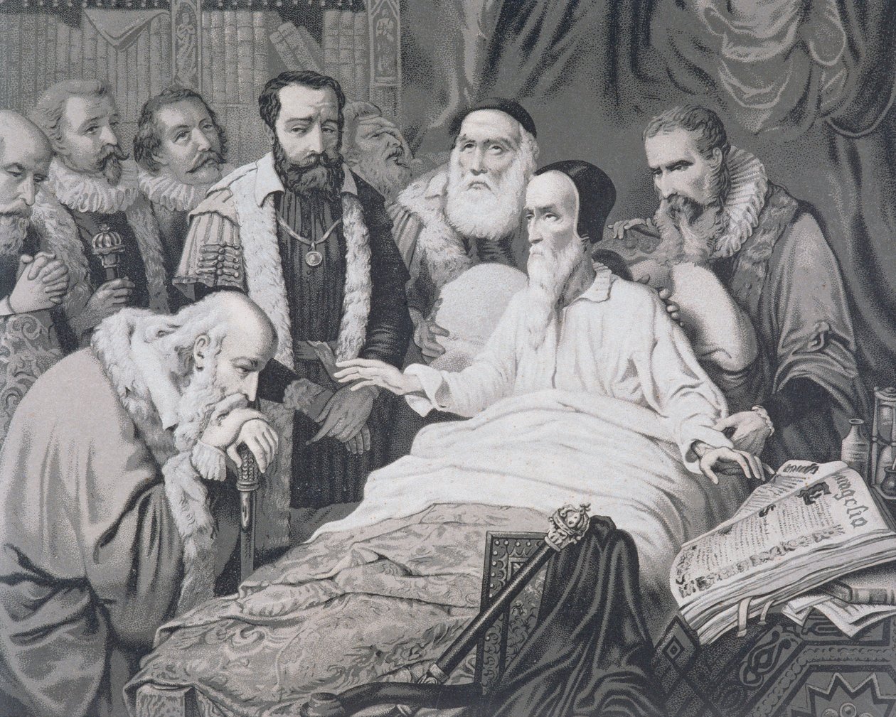 死のベッドにいるジョン・カルバン（1509-1564） 作： フランス語学校