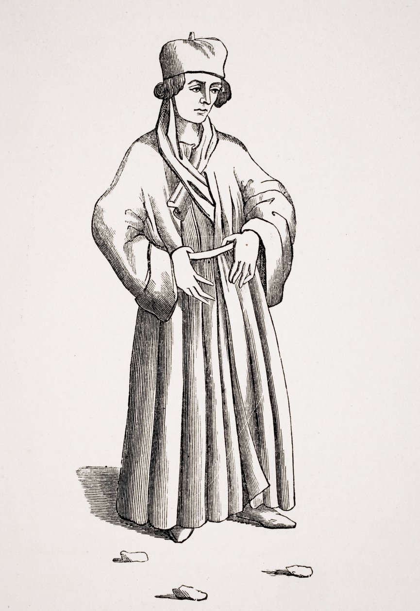 裁判官、15世紀の原稿での描画後、ポールラクロワ（1806-84）による「ルモヤンエイジエルラルネッサンス」から1847年に出版 作： フランス語学校