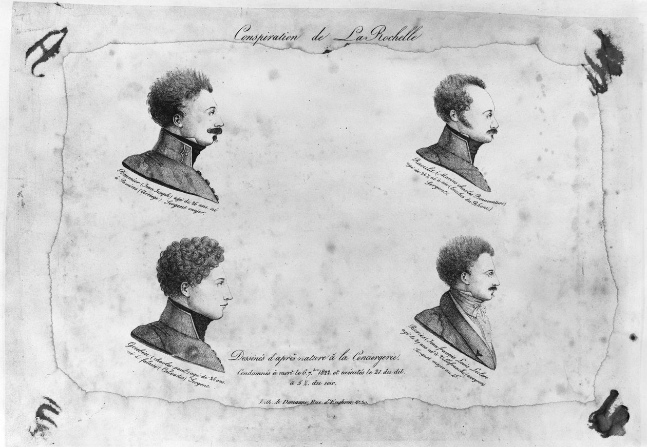 ラロシェルプロット、1822年以降の4人の軍曹の肖像 作： フランス語学校