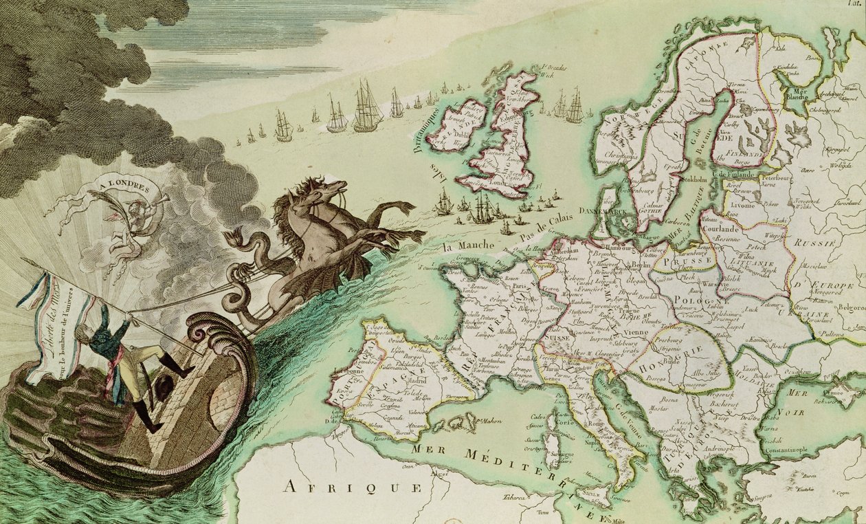ナポレオンボナパルト（1769-1821）c.1803-04によるイギリスへの海軍攻撃を示す地図 作： フランス語学校
