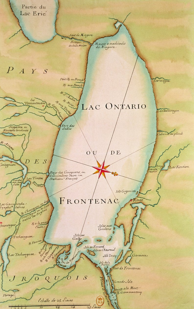オンタリオ湖の地図 作： フランス語学校