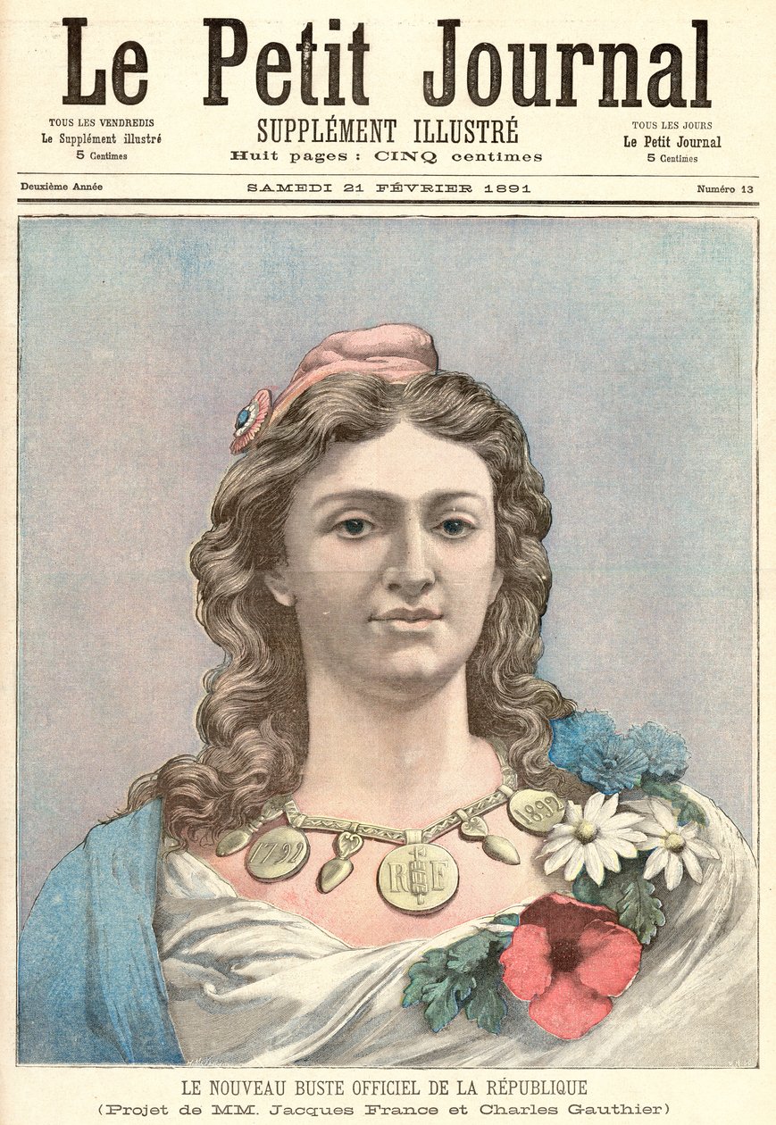 フランス共和国の新しい公式代表、マリアンヌ、1891年2月21日「Le Petit Journal」より 作： フランス語学校