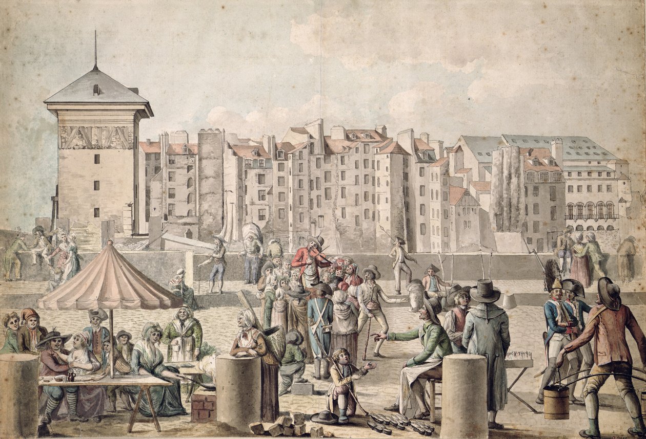 パリポンアウチェンジのマウントバンクと遊歩道c.1790 作： フランス語学校
