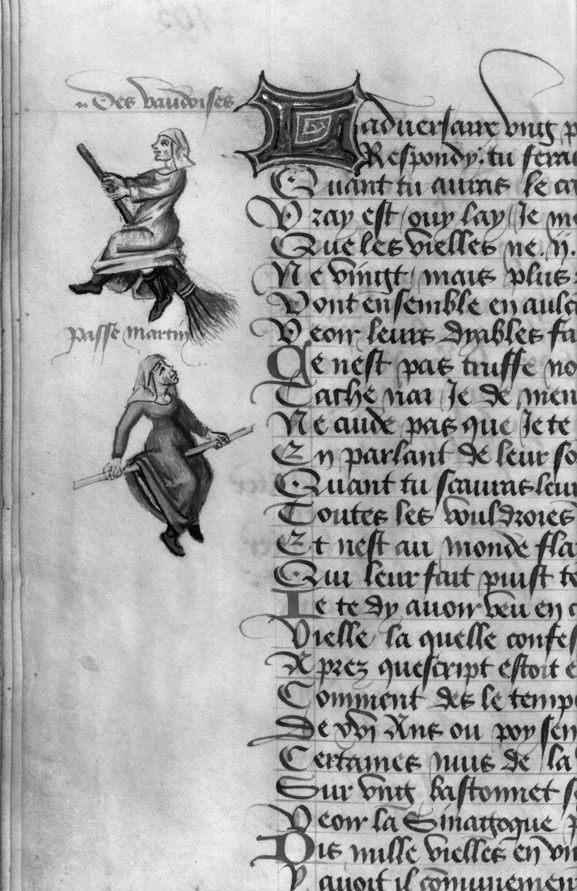 Ms Fr 12476 fol.105vマーティン・ル・フラン（1410-61）1451による「Le Champion des Dames」からの2人の魔女 作： フランス語学校