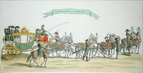 1804年12月2日、戴冠式のためノートルダムに向かう途中のナポレオンボナパルト（1769-1821） 作： フランス語学校