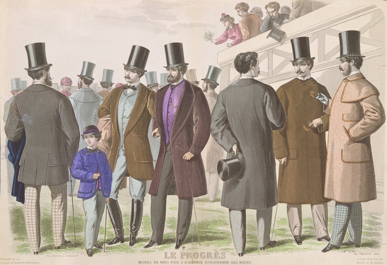 パリのおしゃれな男性服の広告、1865年 作： フランス語学校