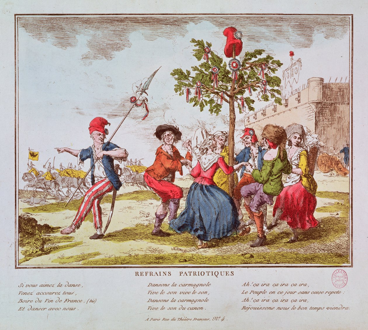 愛国心が強いリフレイン：フランスの革命家、自由の樹の周りでカーマノールを踊る、1792年頃 作： フランス語学校