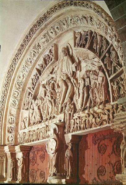 中央ポータルの鼓膜からのペンテコステ、c.1120 作： フランス語学校
