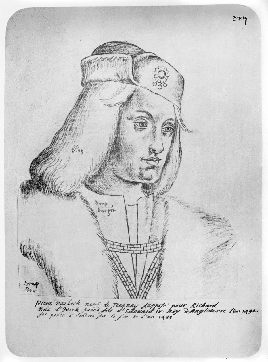 パーキンウォーベックの肖像（c.1474-99）フランダースの詐欺師とイギリスの王位のふり（紙に楽観的） 作： フランス語学校