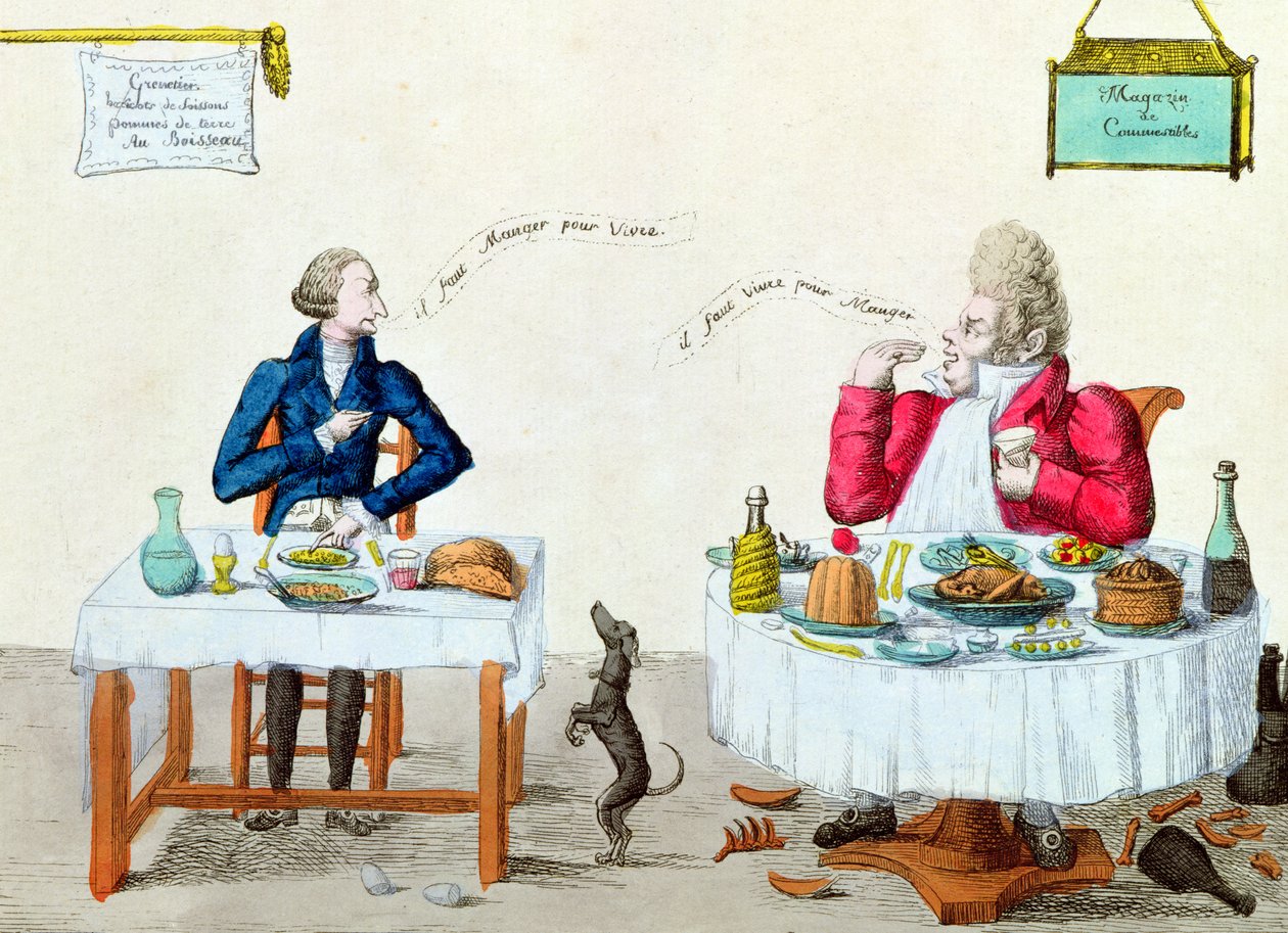 大食いの肖像画（カラー彫刻） 作： フランス語学校