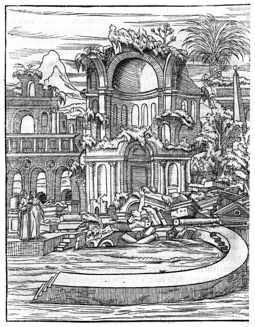 1554年に出版されたフランソワラベルレー（1494-1553）版の「ルソンジュドゥポリフィル」のローマ遺跡 作： フランス語学校