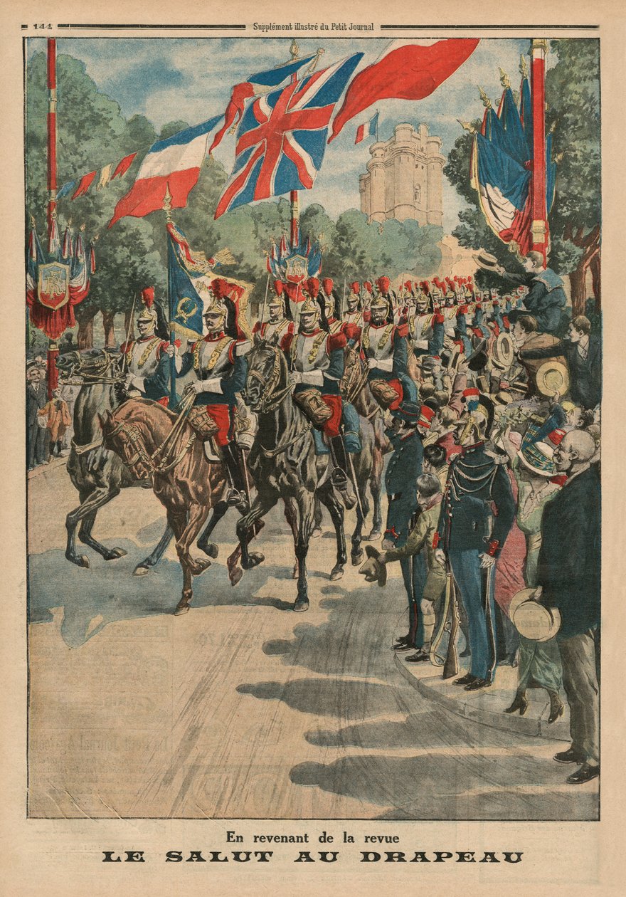 色の挨拶、「le Petit Journal」の裏表紙イラスト、サプリメントイラストレーター、1914年5月3日（カラーリソ） 作： フランス語学校