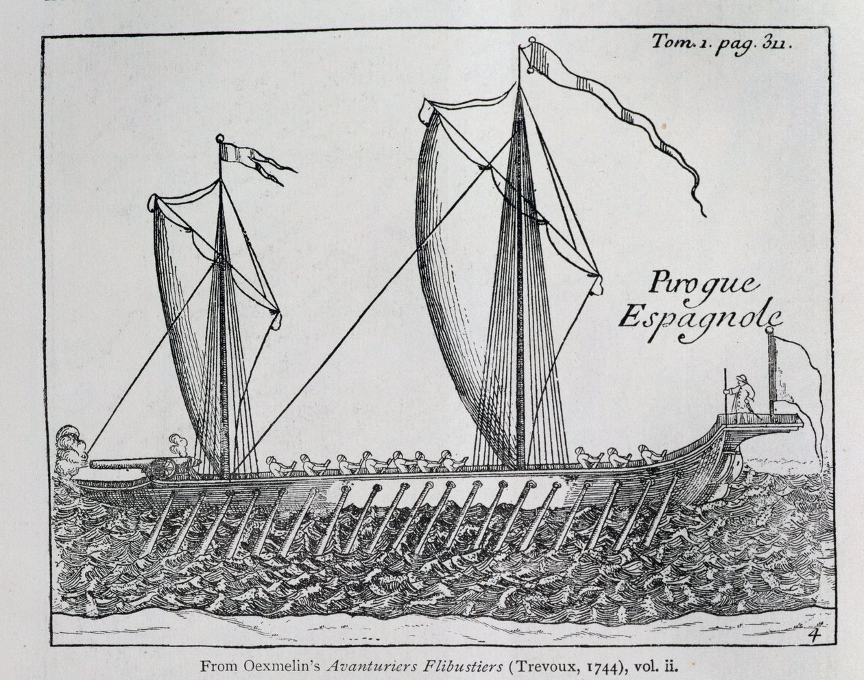 「スペイン船」、オクスメリンのバッカニアアドベンチャー、vol ii、トレヴー、1744年 作： フランス語学校