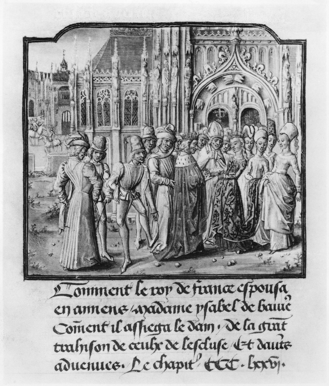 T.2 fol.311vシャルル6世の結婚（1368-1422）フランスの王とバイエルンのイザベラ（1371-1435）、アミアンで、フロワサールのクロニクル、1472年 作： フランス語学校
