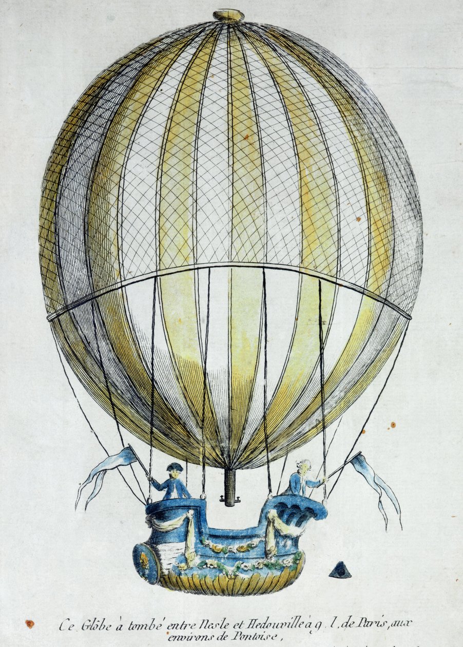 ジャックシャルルの風船（1746-1823）とニコラスロバート（1761-1828）がチュイルリー公園からの飛行に使用した（1783年12月1日） 作： フランス語学校
