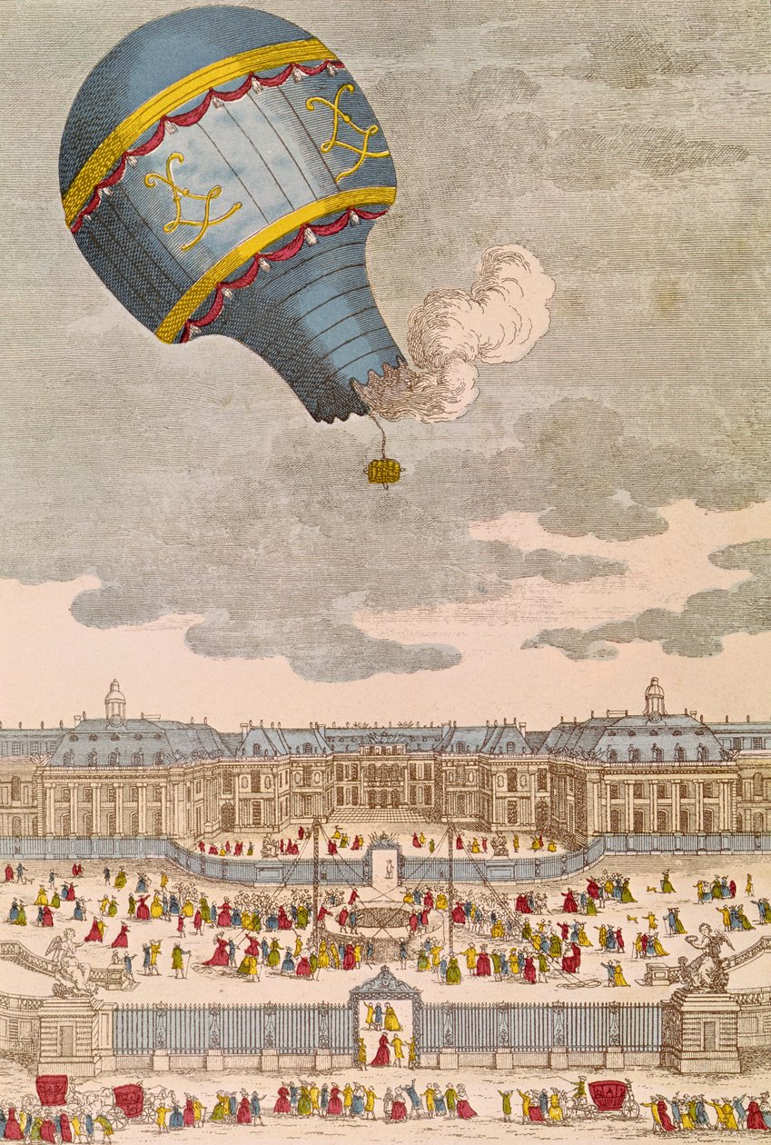 1783年9月19日、ベルサイユ宮殿での気球実験 作： フランス語学校