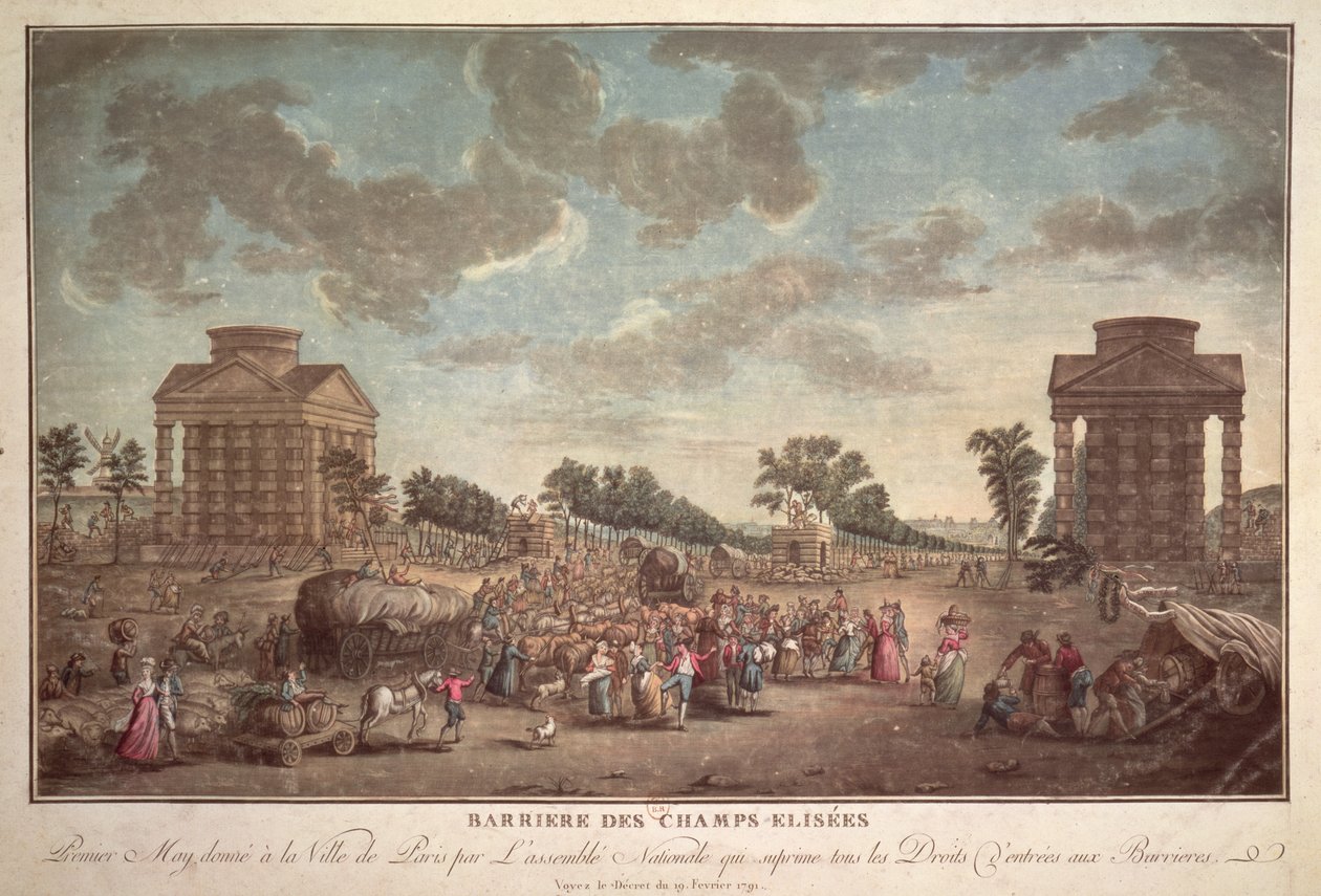 シャンゼリゼのバリア。 1790年のパリ入国権の抑制 作： フランス語学校