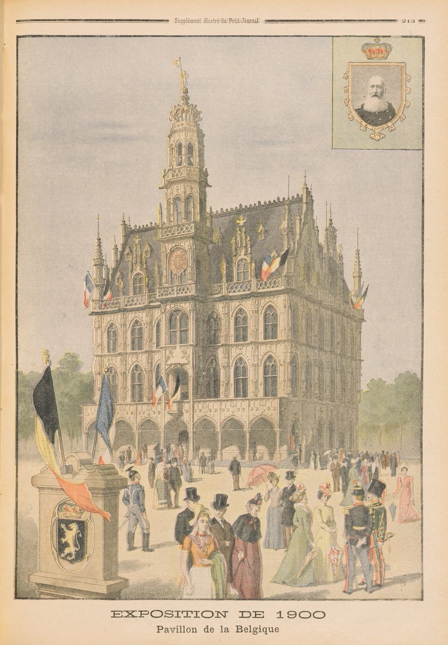 1900年パリの万国博覧会のベルギーパビリオン、1900年7月8日の「Le Petit Journal」からのイラスト 作： フランス語学校