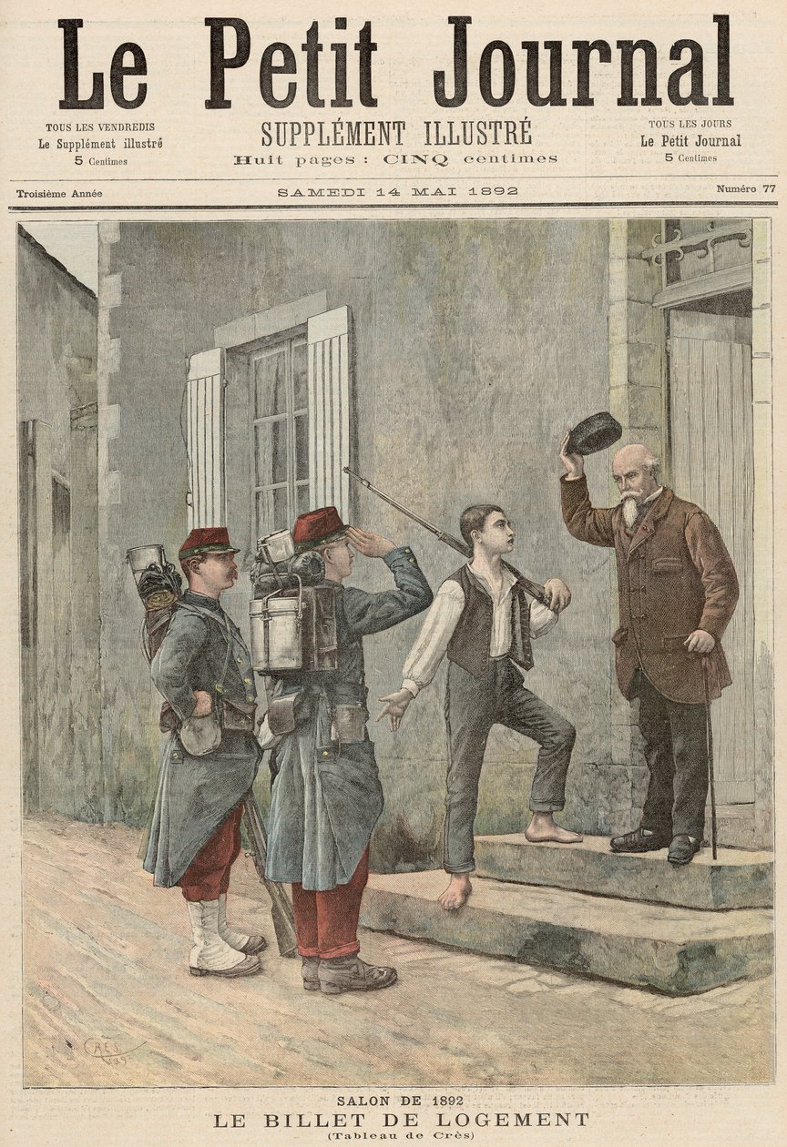 1872年5月14日、「ルプチジャーナル」からのクレスの絵画の後のビレット 作： フランス語学校