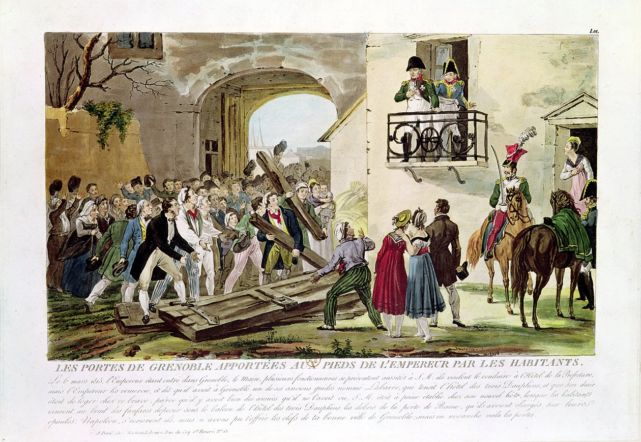1815年3月6日、天皇の足元にグルノーブルの門を置く住民 作： フランス語学校
