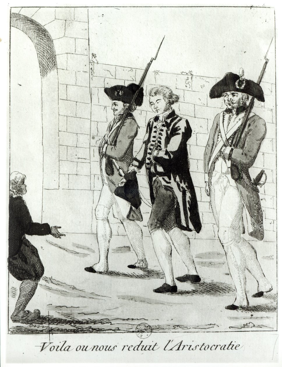 「貴族によって縮小されたものに」、ボーマルシェ（1732-99）は1773年に刑務所に上陸しました。 作： フランス語学校