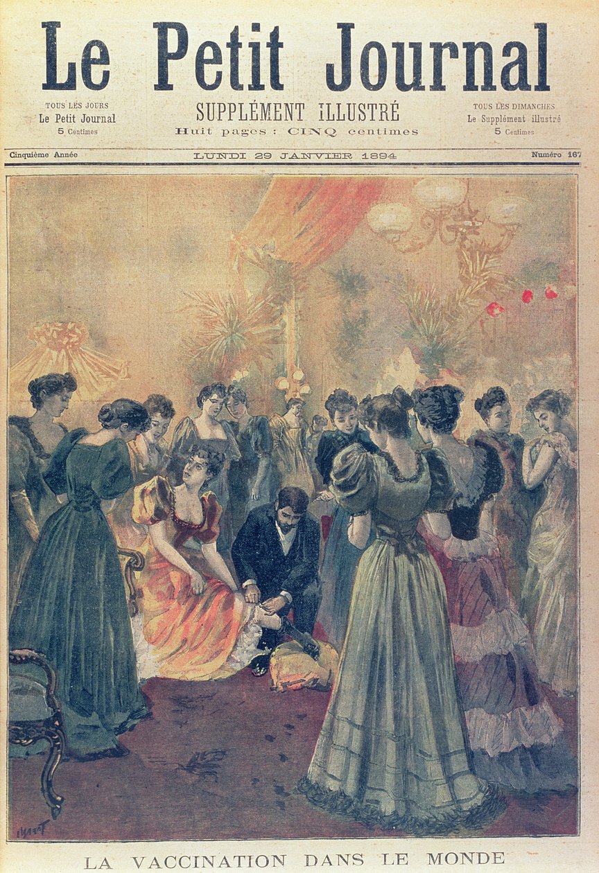 天然痘流行時の夕方のレセプションでのワクチン接種、1894年1月29日の「Le Petit Journal」より 作： フランス語学校
