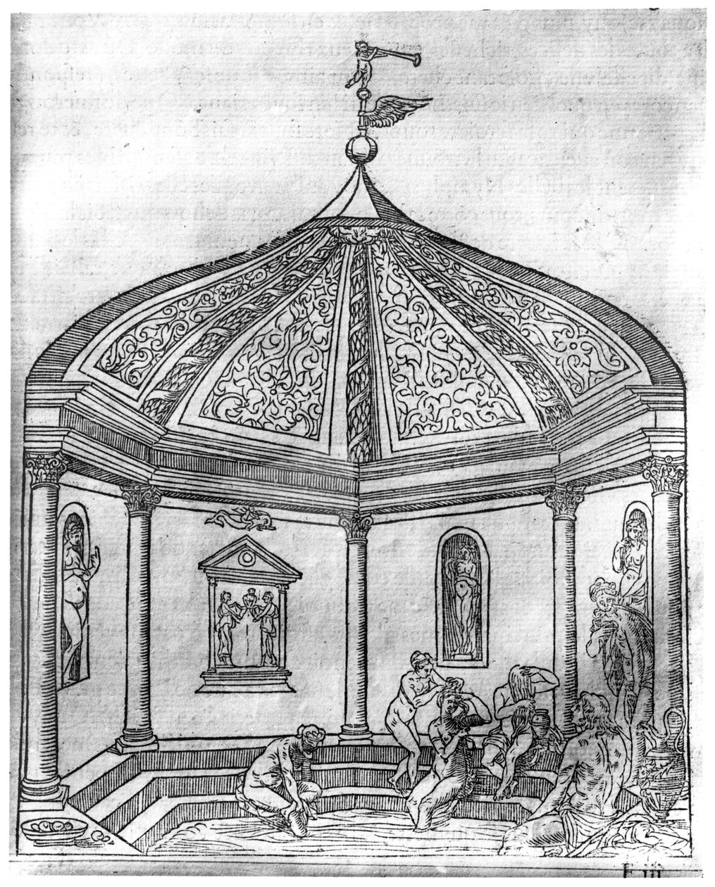 1554年に出版されたフランソワラブレー（1494-1553）版の「ルソンジュドゥポリフィール」のセレム修道院の女性用浴場 作： フランス語学校