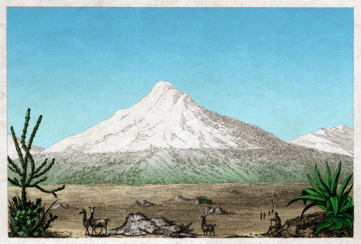 チンボラゾ火山。(エッチング、1840年頃) 作： フランス語学校