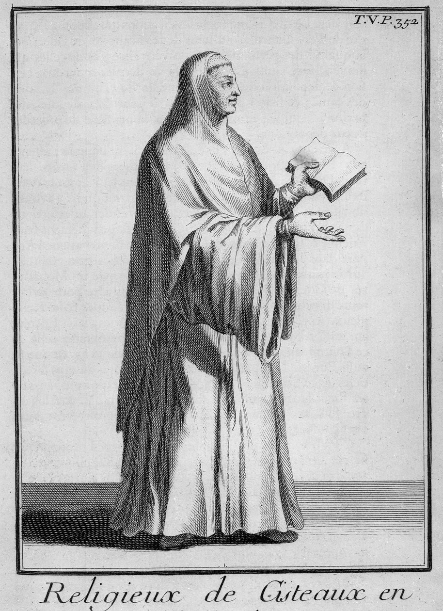 聖歌隊の服を着たシトー派の修道女、1700年頃（エングレーヴィング 作： フランス語学校