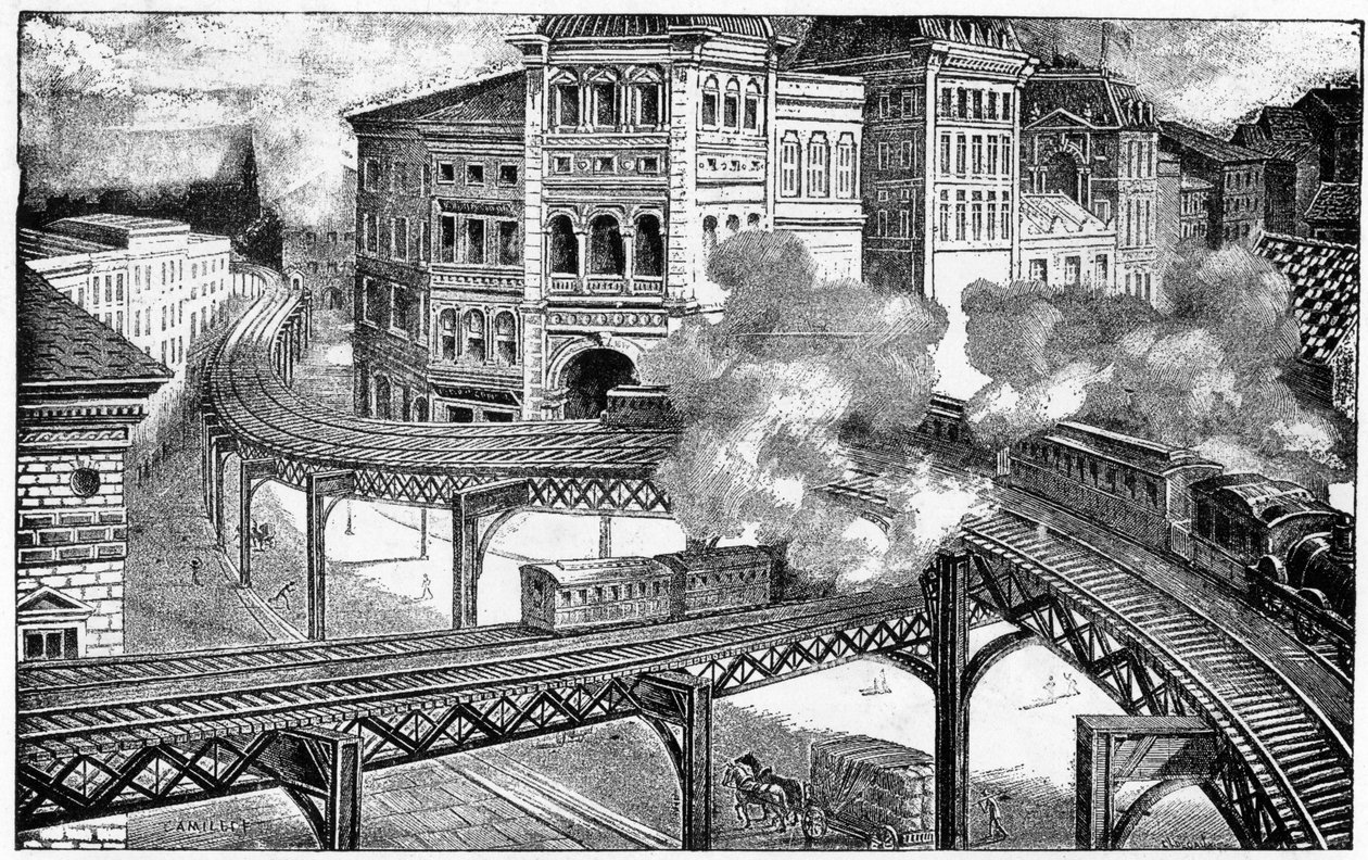 ニューヨークの高架鉄道、1893 作： フランス語学校
