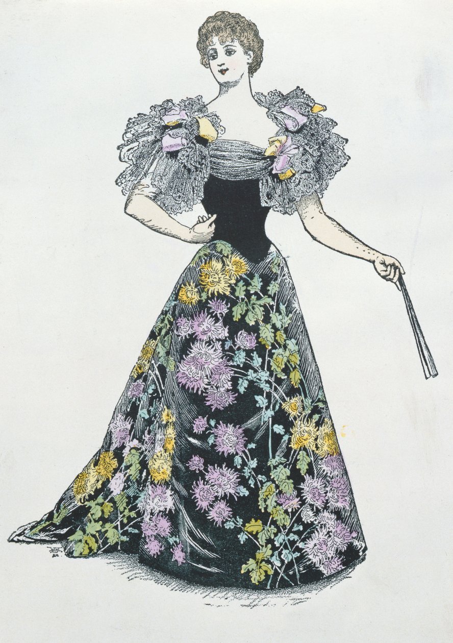 菊をモチーフにしたイブニングドレス、1894年 作： フランス語学校